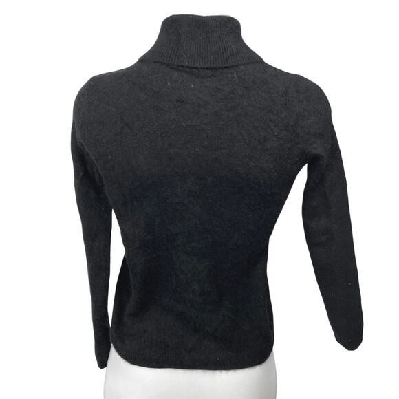 Ann Taylor Cashmere Black  Knit Turtleneck Long Sleeve Pullover Sweater Top Sz M - Picture 2 of 3